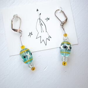 Vintage Glass Hand Painted Earrings